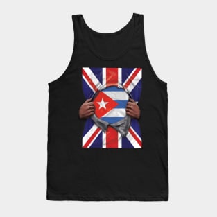 Cuba Flag Great Britain Flag Ripped - Gift for Cuban From Cuba Tank Top